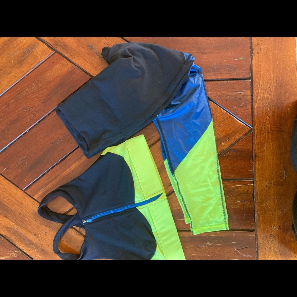 Gymshark Power Hold leggings and matching zippered bra top workout set M